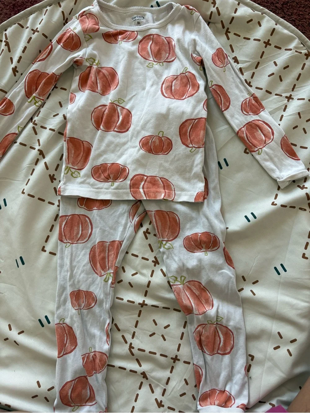 Carter's White Pajama Set with Orange Pumpkin Print